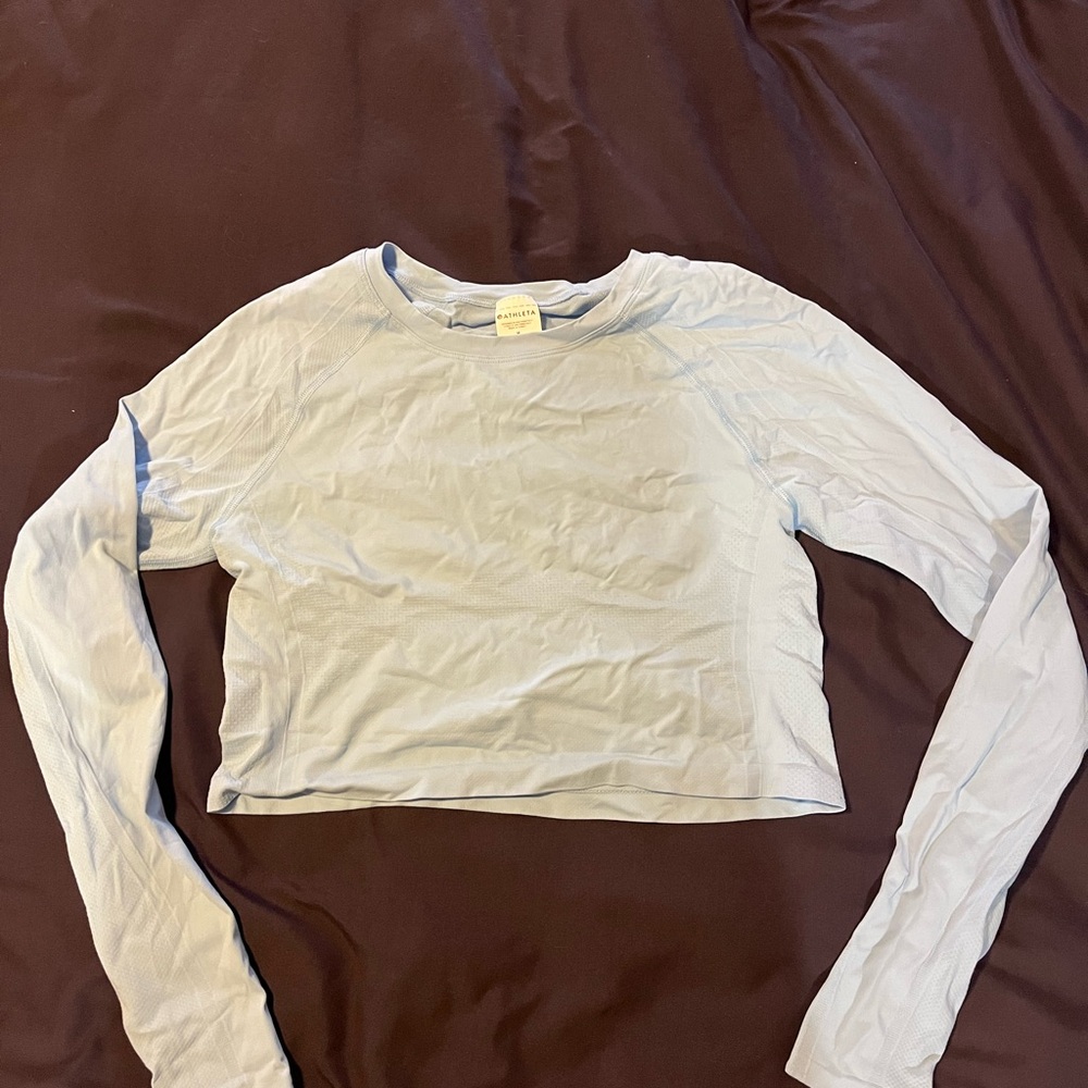 Athleta Light Blue Long Sleeve Crop Top